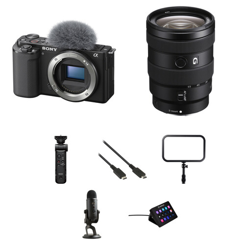 Sony ZV-E10 Mirrorless Camera with 16-55mm f/2.8 Lens and Live Streaming Kit (Black)