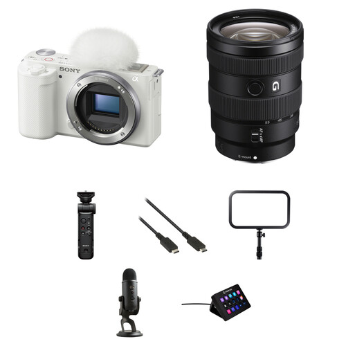 Sony ZV-E10 Mirrorless Camera with 16-55mm f/2.8 Lens and Live Streaming Kit (White)