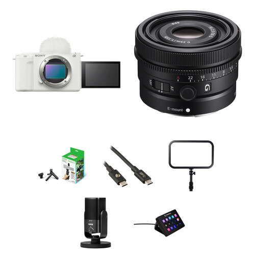Sony ZV-E1 Mirrorless Camera with 50mm f/2.5 Lens and Live Streaming Kit (White)