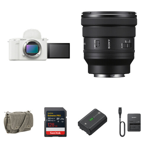 Sony ZV-E1 Mirrorless Camera with 16-35mm f/4 Lens and Essentials+ Kit (White)