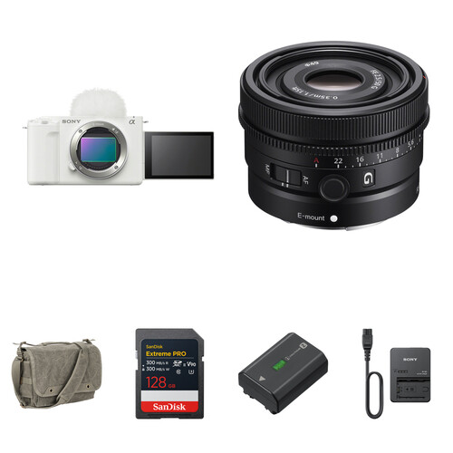 Sony ZV-E1 Mirrorless Camera with 50mm f/2.5 Lens and Essentials+ Kit (White)