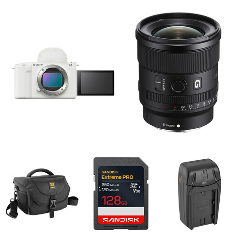 Sony ZV-E1 Mirrorless Camera with 20mm f/1.8 Lens and Basic Bundle (White)