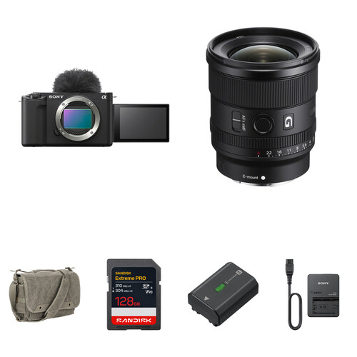 Sony ZV-E1 Mirrorless Camera with 20mm f/1.8 Lens and Essentials+ Kit (Black)