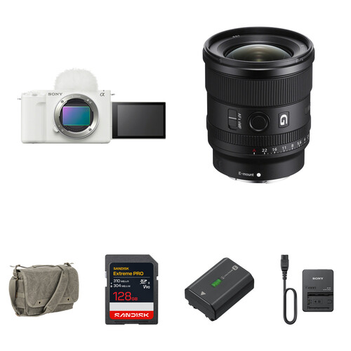 Sony ZV-E1 Mirrorless Camera with 20mm f/1.8 Lens and Essentials+ Kit (White)