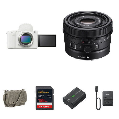 Sony ZV-E1 Mirrorless Camera with 50mm f/2.5 Lens and Essentials+ Kit (White)