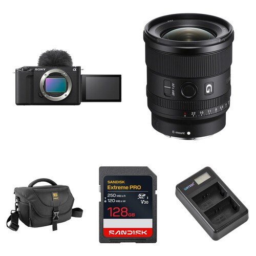 Sony ZV-E1 Mirrorless Camera with 20mm f/1.8 Lens and Basic Bundle (Black)