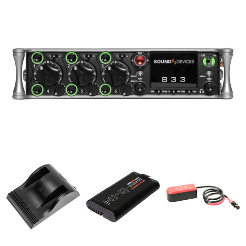 Sound Devices 833 8-Channel / 12-Track Multitrack Field Recorder Kit with Smart Battery, Charger, and Battery Cup
