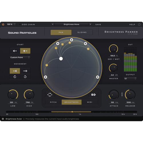 Sound Particles Brightness Panner Stereo and Surround Panning Plug-In (Educational)