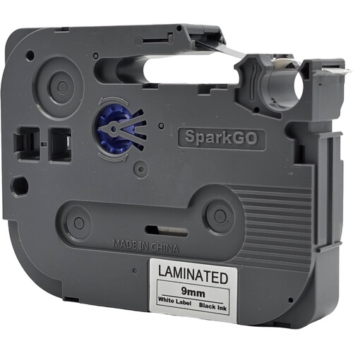 SparkGO Tape for SP-H55 Label Maker (Black on White, 0.35" x 26', Laminated)