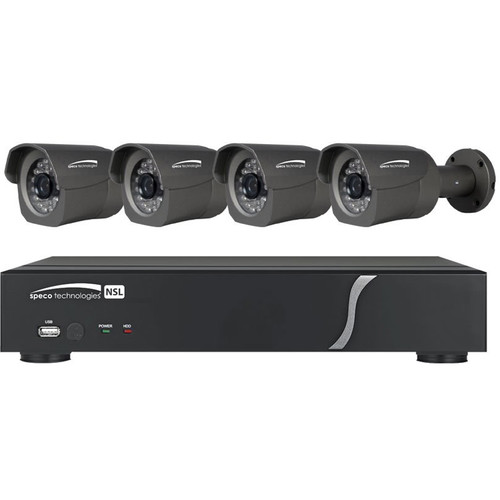 Speco Technologies ZIPL4B1 4-Channel Plug & Play NVR and 4 IP Bullet Cameras Kit ((1TB))