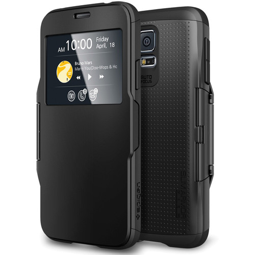 Spigen Slim Armor View Case for Galaxy S5 (Smooth Black)