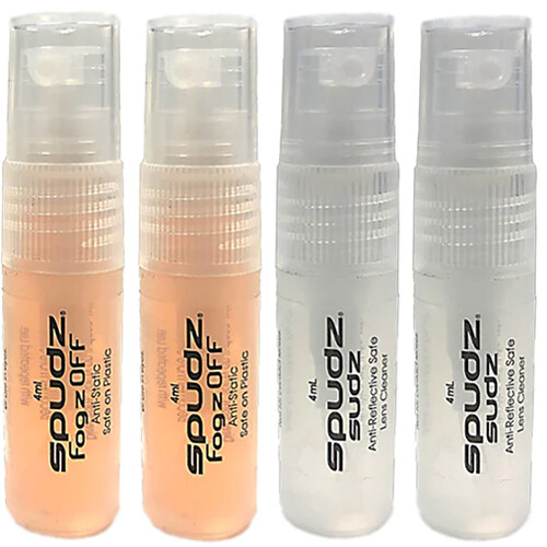 Spudz FogzOFF Anti-Fog Spray and Sudz Lens Cleaner Spray (4-Pack)