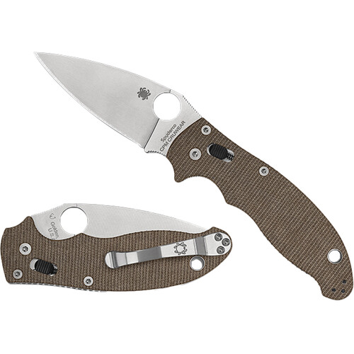 Spyderco Manix 2 Folding Knife (Satin CPM CRU-WEAR Blade, Brown Handle)