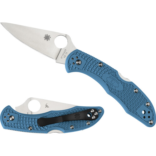 Spyderco Delica 4 Lightweight Flat Ground Folding Knife (Blue)