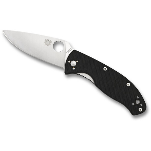 Spyderco Tenacious Folding Knife (Satin Blade, Black Handle)