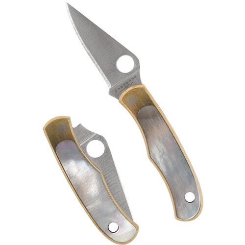 Spyderco Bug Micro (Satin Blade, Nickel Silver with Abalone Handle)