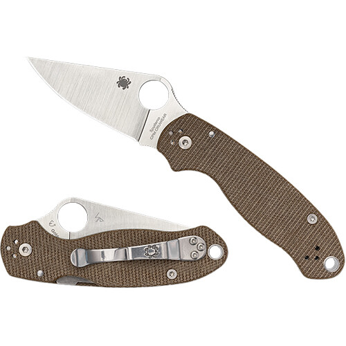 Spyderco Para 3 Folding Knife (Satin Blade, Brown Handle)