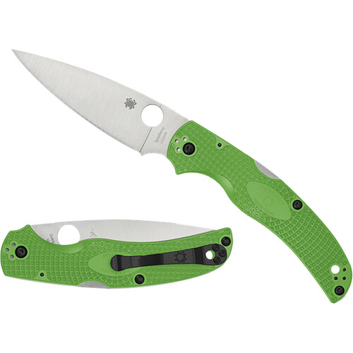 Spyderco Native Chief Lightweight Salt Folding Knife (PlainEdge Satin Blade, Green Handle)