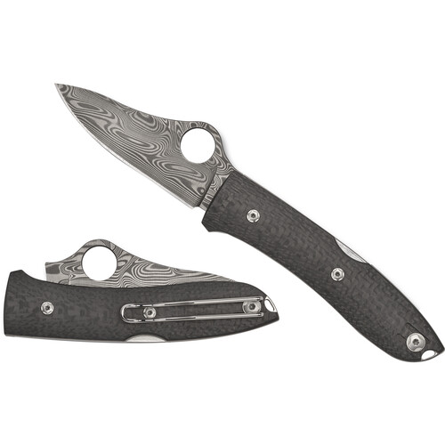 Spyderco SpyOpera Carbon Fiber Thor Damascus Folding Knife