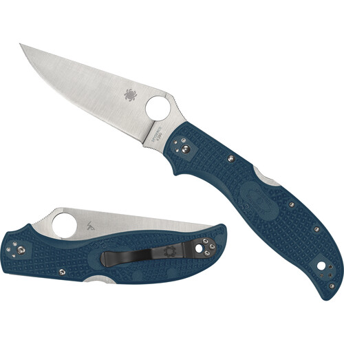 Spyderco Stretch 2 XL Lightweight Folding Knife (PlainEdge, Blue Handle)