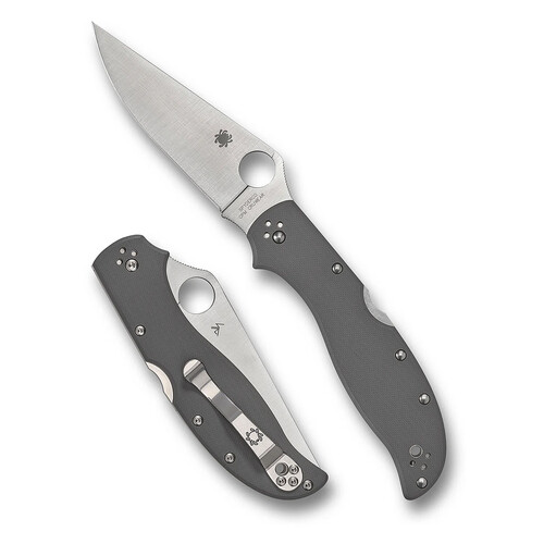 Spyderco Stretch 2 XL Lockback Knife Gray G-10 (4" Satin)