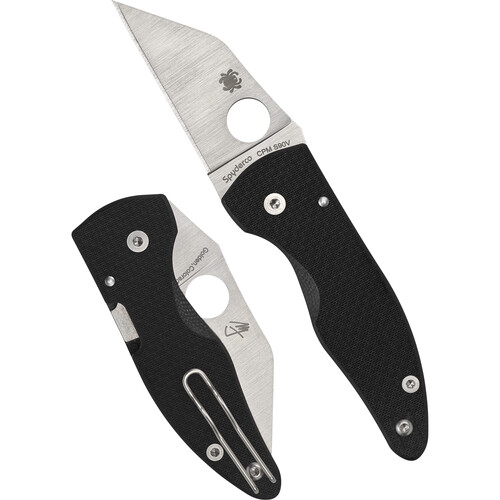 Spyderco MicroJimbo Folding Knife (Satin Wharncliffe Blade, Black Handle)