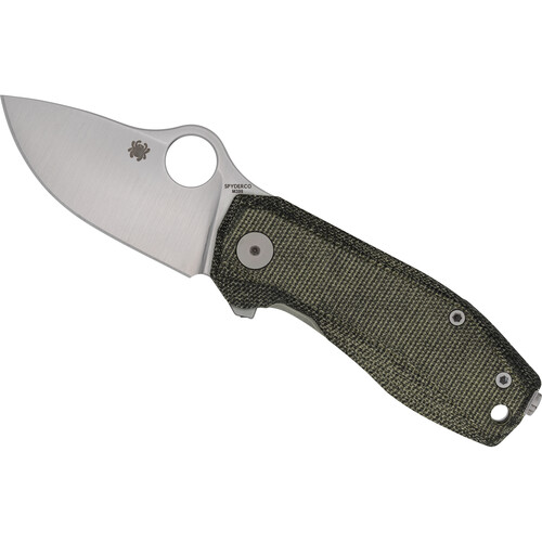 Spyderco SpyNano Flash Batch Frame Lock Flipper Knife (Satin Drop Point Blade, Green Canvas Micarta Handle)