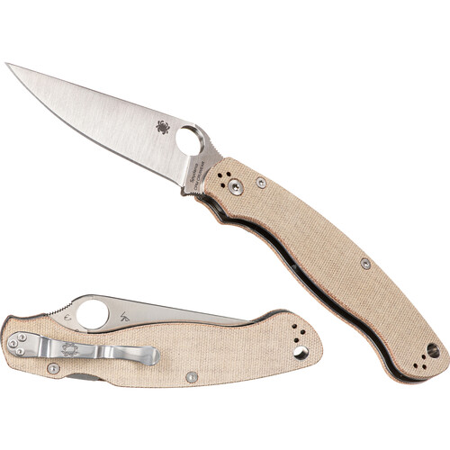 Spyderco Military 2 Folding Knife (Satin Blade, Brown Micarta Handle)