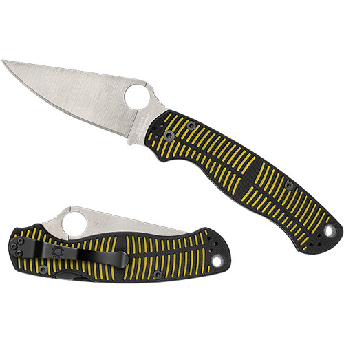 Spyderco Para 2 Salt Folding Knife (Satin Blade, Yellow/Black Handle)