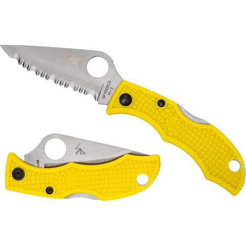 Spyderco Ladybug 3 Salt Folding Knife (Serrated Edge, Yellow)