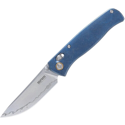 SRM Medal 255L-TE2 Folding Knife (3.23" Blade, Blue Titanium Handle)