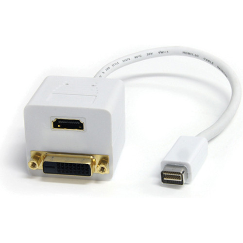 StarTech Mini-DVI Male to DVI-D & HDMI Female Splitter Cable (1', White)