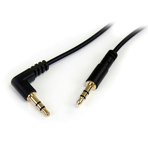 StarTech 3.5mm TRS Right-Angle Male to 3.5mm TRS Straight Male Cable (Black, 3')