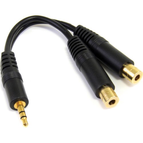 StarTech 3.5mm TRS Male to Dual 3.5mm TRS Female Stereo Splitter Cable (Black, 6")