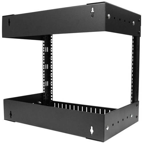 StarTech 8 RU Open-Frame Wall Mount Equipment Rack with Adjustable Depth (Black)