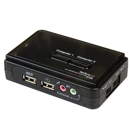 StarTech 2-Port USB KVM Switch Kit with Audio & Cables (Black)