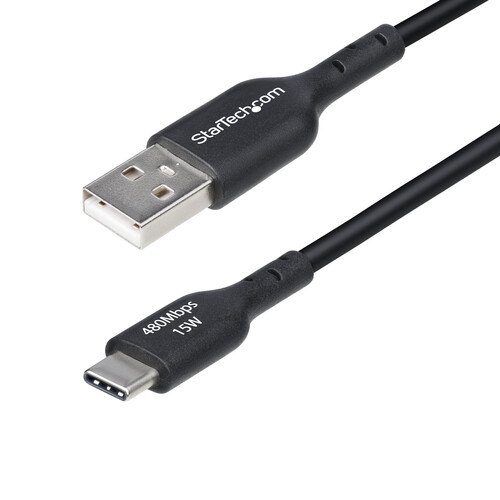 StarTech USB-A to USB-C 2.0 Cable (Black, 3')