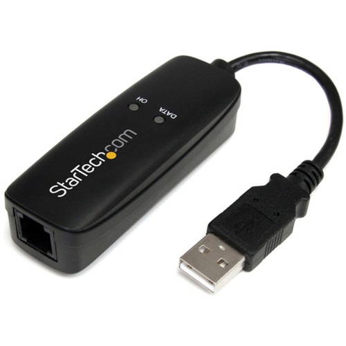 StarTech External V.92 56K USB Fax Dial Up Data Modem (Black)