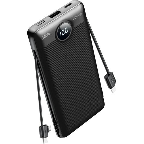 Statik 6-in-1 Powerbank with Built-In Charger (10,000mAh, Black)