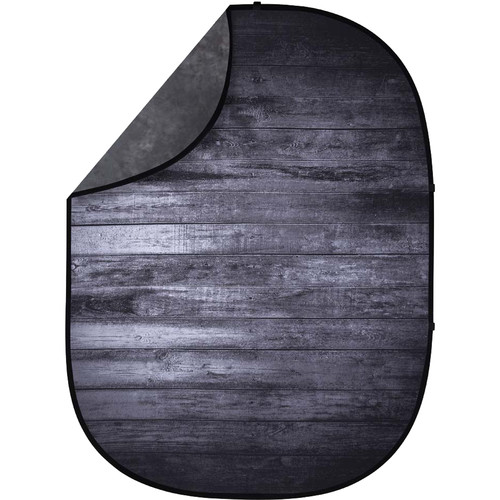 Studio Essentials Pop-Up Reversible Background (5 x 6.5', Dark Planks/Brown-Gray)