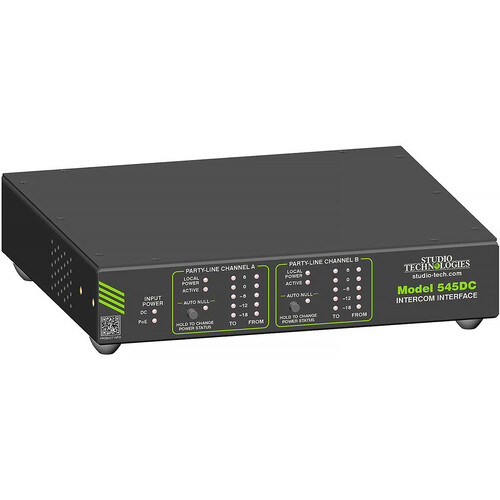 Studio Technologies Model 545DC Dante to 2-Channel Party Line Intercom Interface