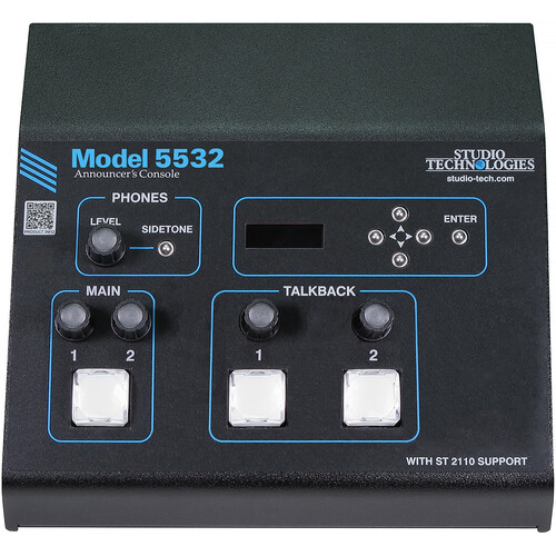 Studio Technologies Model 5532 Announcers Console with One Main and Two Talkback Channels