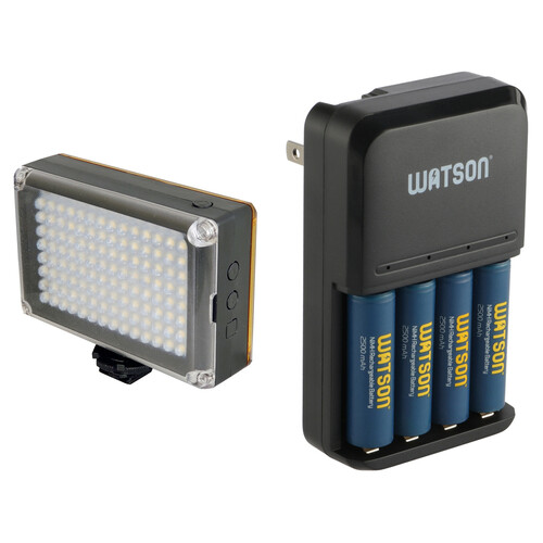 Sunpak LED-112 Flash and Video Light with Watson 4-Bay Charger and Batteries Kit