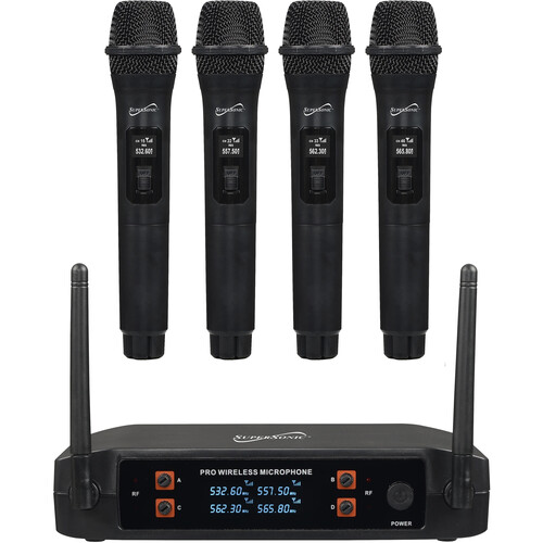 Supersonic 4-Channel Wireless Handheld Microphone System (2.4 GHz)