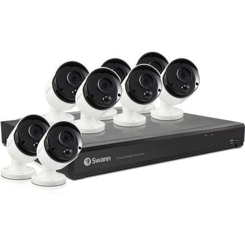 Swann 5580 Series 16-Channel 4K UHD DVR with 2TB HDD & 8 4K Outdoor Night Vision Bullet Cameras