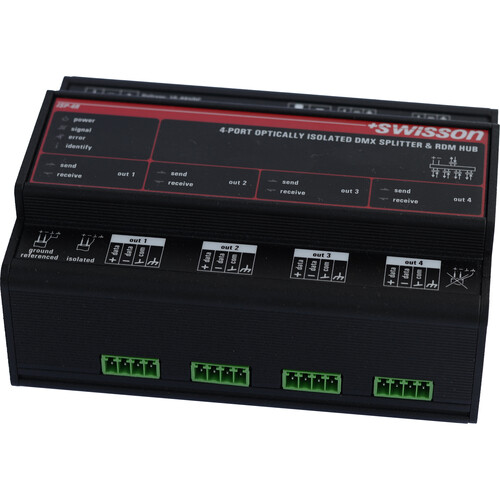 SWISSON ISP DIN Rail DMX/RDM Splitter & Booster (Terminal, 4-Output)