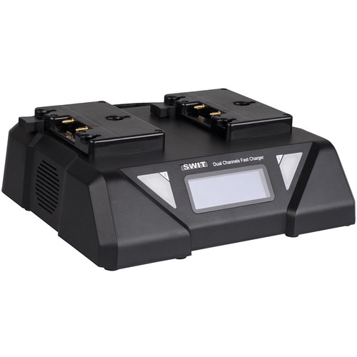 SWIT 2-Channel 6A Fast Battery Charger with LCD (Gold Mount)