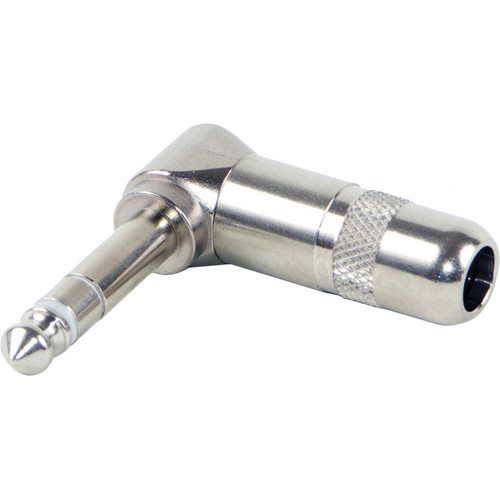 Switchcraft 1/4" 3-Pole Right-Angle Male Cable-Mount Connector with Solder Contacts (Round Metal Handle)