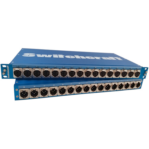 Switchcraft PT Series 16 Front-Panel Female XLR to 16 Rear-Panel Male XLR Audio Pass-Through I/O Panel (1 RU)
