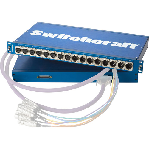 Switchcraft PT8FX8MX2DB25 8-Channel XLR Input/Output Rackmount Patchbay for Analog and AES/EBU Audio